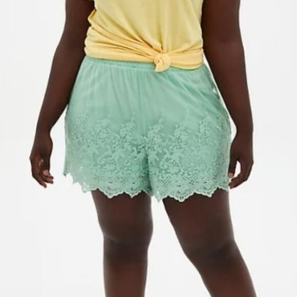 torrid Pants - Torrid Women's Mint Green Embroidered Lined Mesh Shorts Size 2X